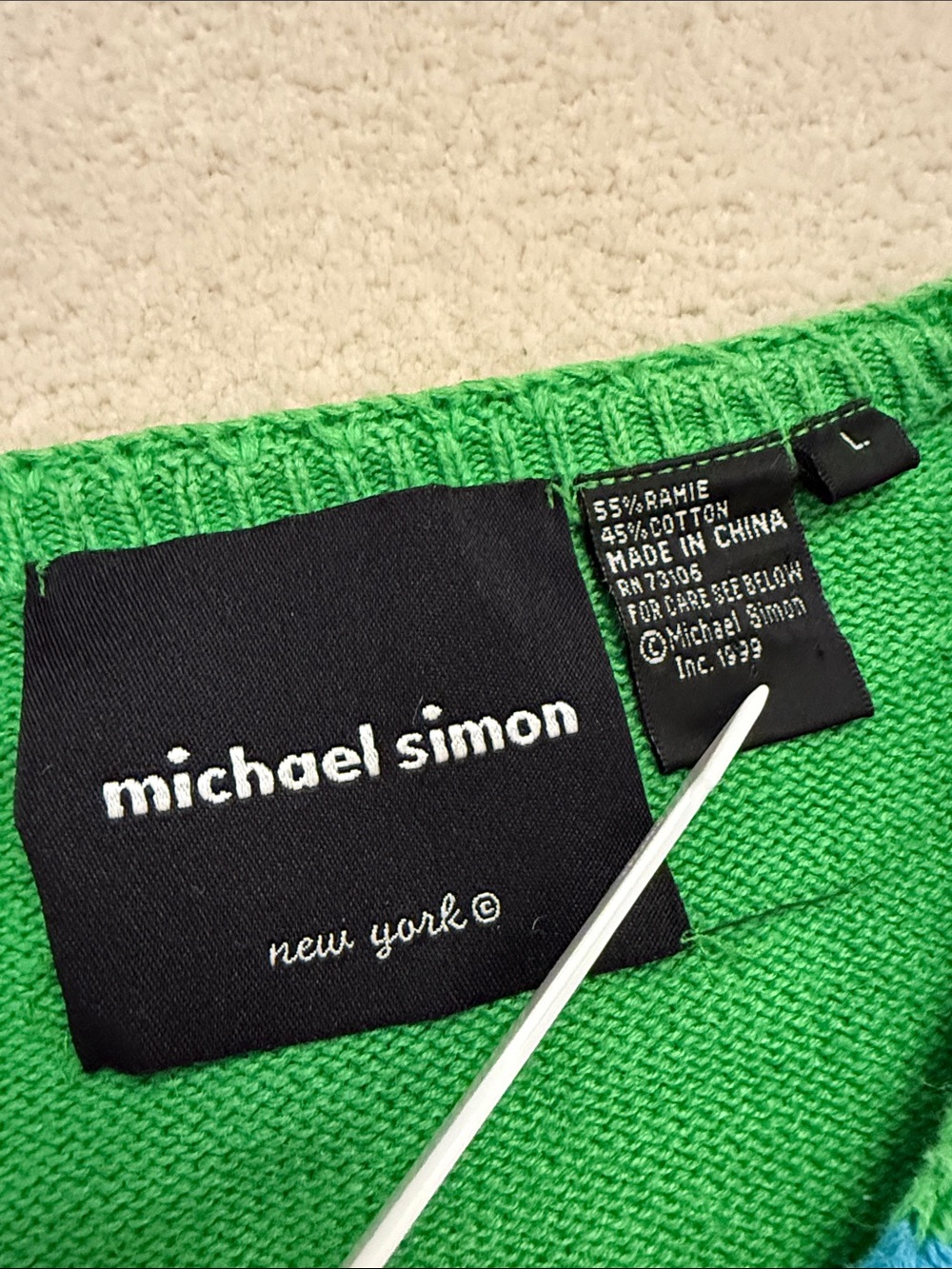 Michael Simon colorful vintage 1999 Flamingo knit sweater cardigan size L - Picture 2 of 15